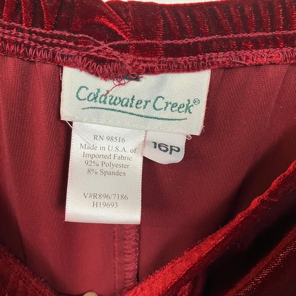 Coldwater Creek Velour Skirt 16P Dark Red Petite Holiday Christmas Stretchy